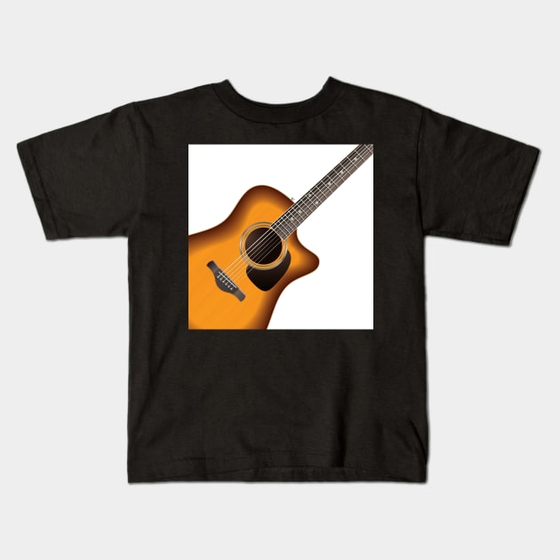 Acoustic Guitar Design, Artwork, Vector, Graphic Kids T-Shirt by xcsdesign